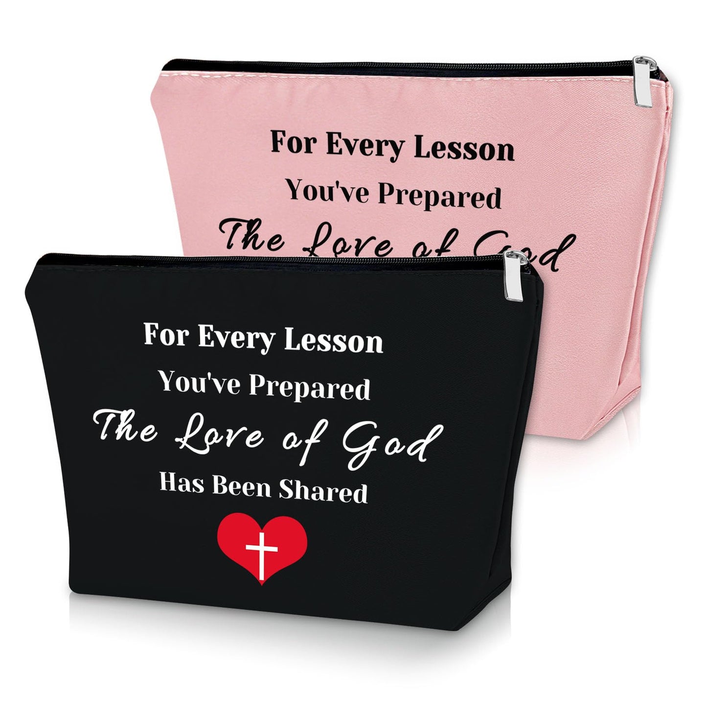 Sazuwu Christian Gifts for Sunday School Teachers 2PCS Makeup Bag Religious Gifts for Women Birthday Cosmetic Bag Teacher Appreciation Gift Birthday Thanksgiving Christmas Gifts Travel Pouch