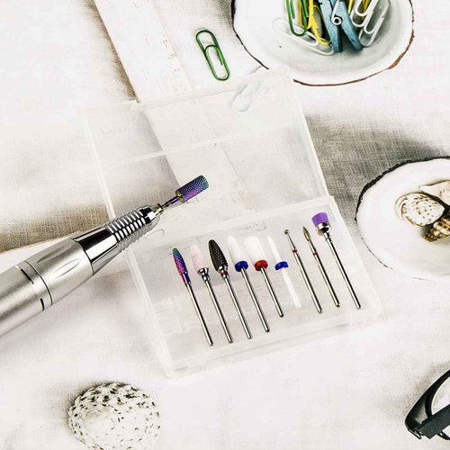 Nail Drill Bits Set for Acrylic Nails 3/32 Universal Ceramic Tungsten Carbide Diamond Nail Bits for Gel Polish Removing Cuticle Professional Nail Art Accessories for Efile Drill Machine (S10-A)