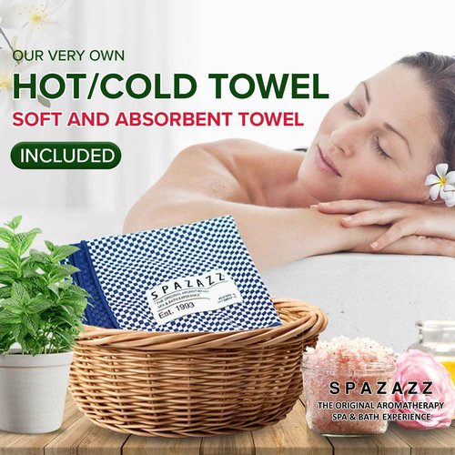Hot Tub & Spa Bath Salt Aromatherapy Crystals - Spazazz Escape Collection 4 Oz 7-Pack Sampler & Hot Cold Towel - Lavender, Lime Coconut, Green Tea, Vanilla Jasmine, Kiwi Pear, Grapefruit, Pomegranate