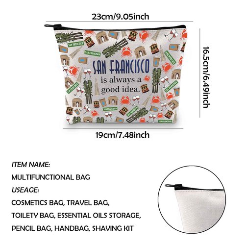 WCGXKO San Francisco Skyline Zipper Pouch Makeup Bag (San Francisco)