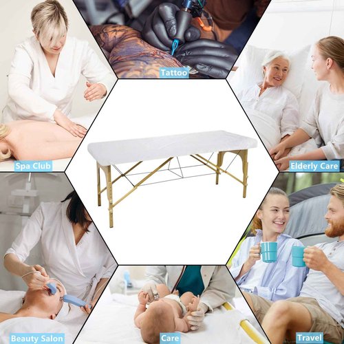 DEAYOU 30 PCS Disposable Fitted Massage Table Sheets, Elastic Spa Bed Covers, Breathable Non Woven Fabric Massage Table Protector for Tattoo, Hotel, Beauty Salon, Facial, Esthetician, 35" x 86", White