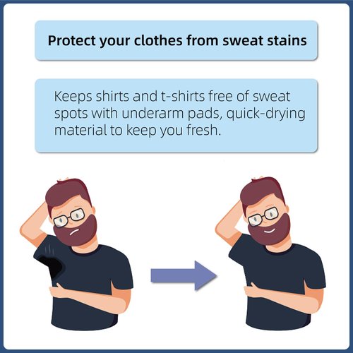 satithry 2 PCS mesh Men's Underarm Anti Sweat Spot Shirt Guard Undershirts with Sweat Pads for Men (US, Alpha, Medium, Regular, Regular, WB)