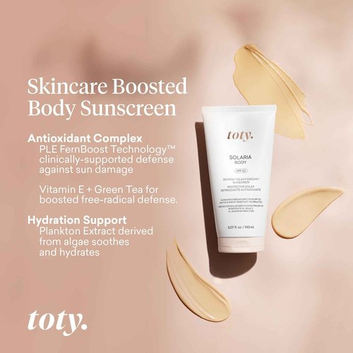 Toty by Sofia Vergara - Solaria Body SPF 50 Refreshing Antioxidant Sunscreen - UVA/UVB Protection - Weightless Body SPF for All Skin Types - Water & Sweat Resistant - 5.07 fl oz