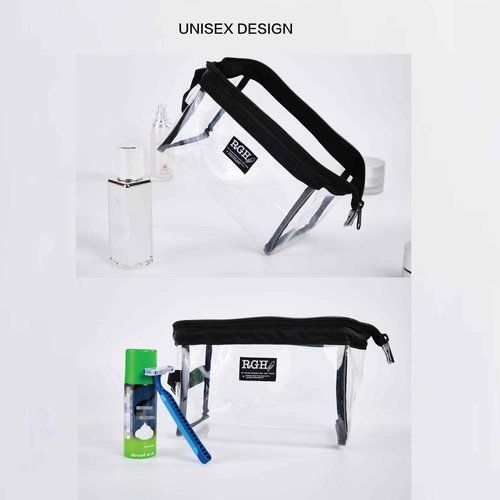 Rough Enough Clear Toiletry Bags for Traveling Leakproof Shaving Kit Cosmetic Organizer Bag for Women Men