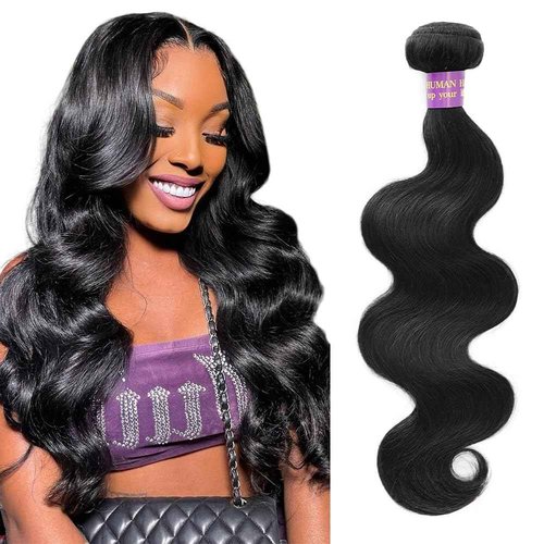 14A Human Hair Bundles Body Wave One Bundle 100% Unprocessed Brazilian Virgin Hair Bundles Body Wave Human Hair Extensions Natural Black Color (one bundle, 22)