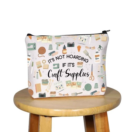 G2TUP Crafter Gift It's Not Hoarding If It's Craft Supplies Makeup Bag Crafting Lover Cosmetic Bag Sewing Lover Gift (Craft Supplies MB)