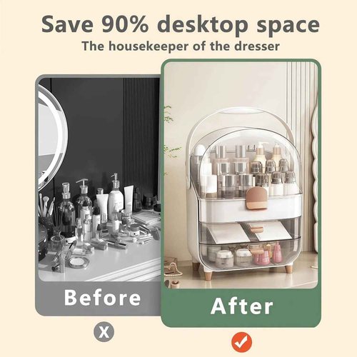 Makeup Organizers for Vanity, Skincare Organizers Cosmetic Display Cases with Transparent Cover, Teen Girls Gift for Bathroom Countertop, Lipstick Organizer