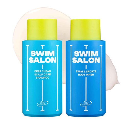 SWIM SALON Chlorine Removing Shampoo & Body Wash Set for Swimmers | Vitamin C | Clarifying, Hydrating, Refreshing | Free of Sulfates, Silicones, Parabens (10.58 oz each)