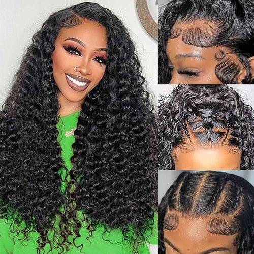 QTHAIR 5x5 HD Lace Closure Invisible HD Lace Closure Deep Wave Pre-Plucked with Baby Hair 16A Grade Small Knot Free Part Transparent HD Lace Closure Deep Wabe Human Hair 16 Inch