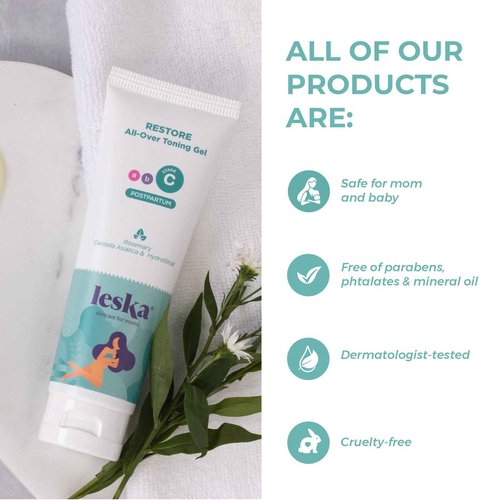 Leska Maternity Stage C Set 2-Pack Bundle | RESTORE All-Over Toning Gel l (Postpartum) | Part of a Complete 3-Stage Pregnancy Skincare System (Set of 2, 4oz each)