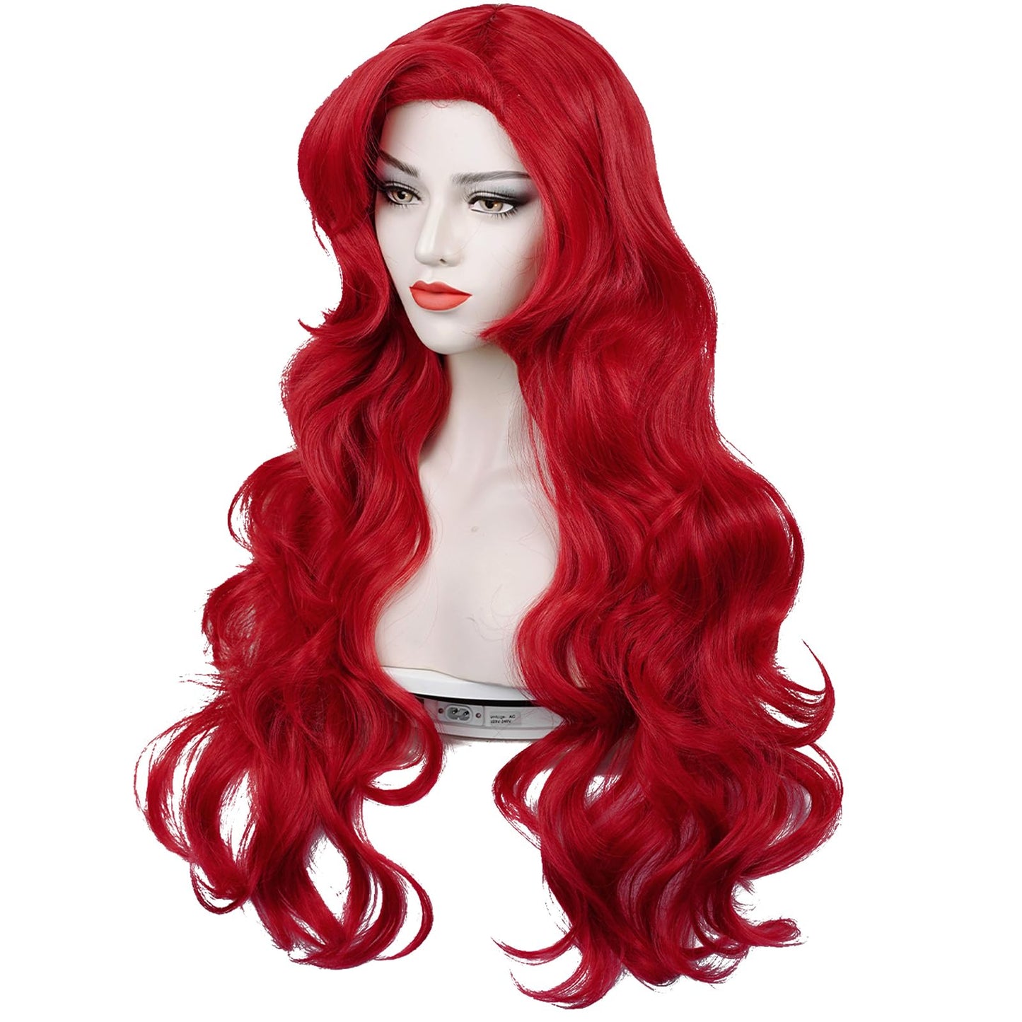 Red Mermaid Wigs for Women, Long Red Body Wave Wig+ Wig Cap for Little Mermaid Costume Halloween Cosplay