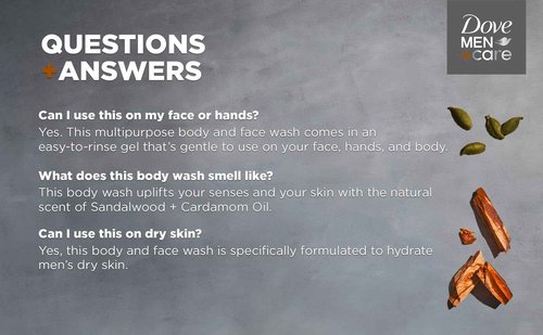 DOVE MEN + CARE Body Wash Eucalyptus + Cedar Oil to Rebuild Skin in the Shower Body Wash Sandalwood + Cardamom Oil to Rebuild Skin in the Shower