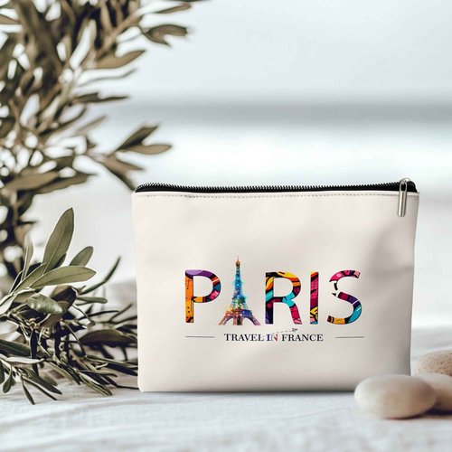 Rone168 Paris Travel Gifts for Women Makeup Bag, Girl Travel Organizer Bag. 10x7 Inches