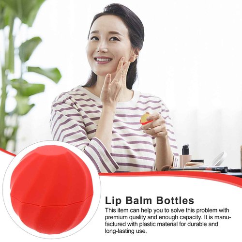 Beavorty 10 Pcs Refillable Lip Balm Containers Spherical Plastic Tubes for Travel Natural Lip Balms and Crayon Lipsticks Easy to Fill Compact Size
