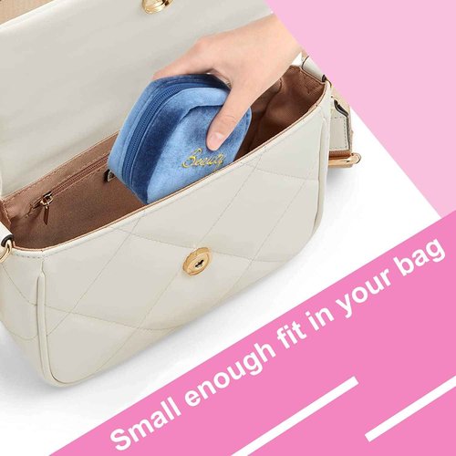 SIDESUGAR Small Makeup Bag Mini Pouch Portable Mini Make Up Bag for Purse Extra Small Makeup Bag Lipstick Holder for Women and Girls(Blue)