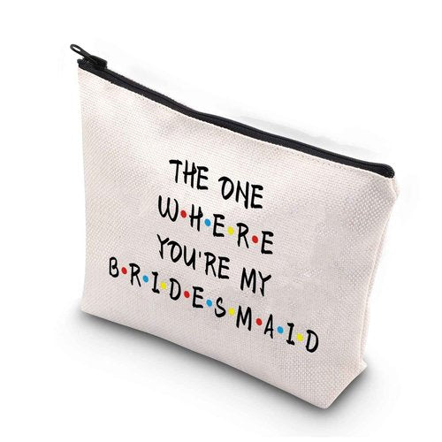 BDPWSS Bridesmaid Gift from Bride Bridesmaid Makeup Bag For Friend Sister Wedding Party Cosmetic Bag Bridal Shower Gift Bridesmaid Proposal Gift Bachelorette Party Favors (the bridesmaid CB)