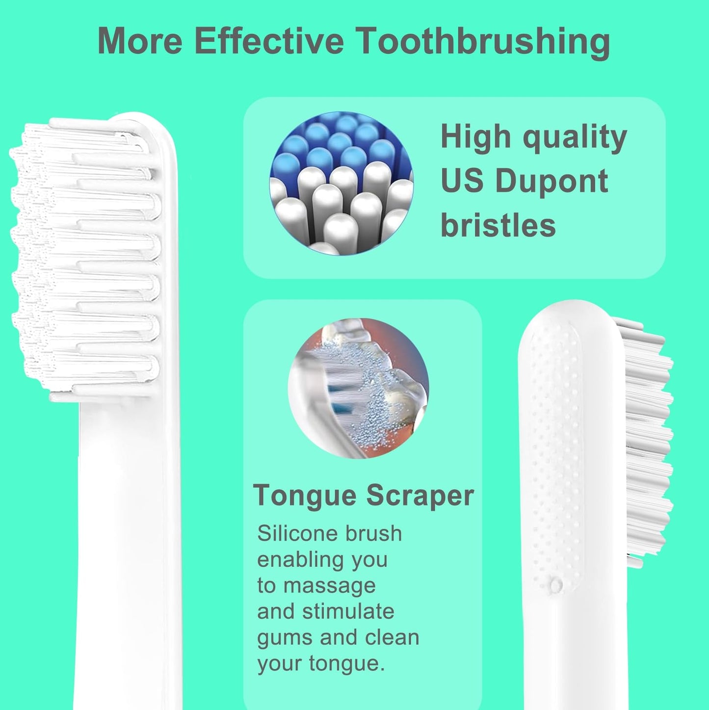 4-Pack White Electric Toothbursh Replacement Head Compatible with Quip Electric Toothbrush Refill Brush Head Soft