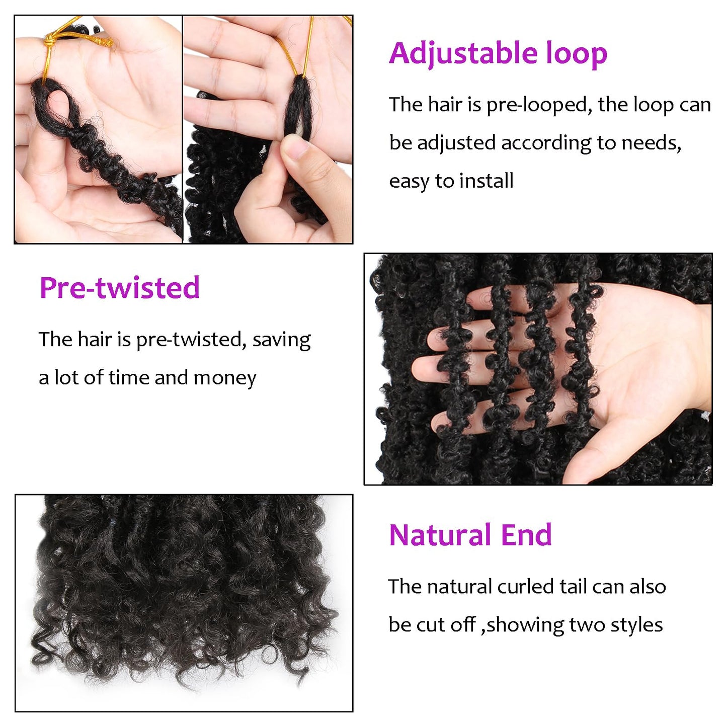 ZRQ Butterfly Locs Crochet Hair 24 Inch 2Packs Distressed Butterfly Faux Locs With Curly Ends Pre Looped Butterfly Twist Natural Black Goddess Locs Hair Extensions for Women (24 Inch, 1B#)