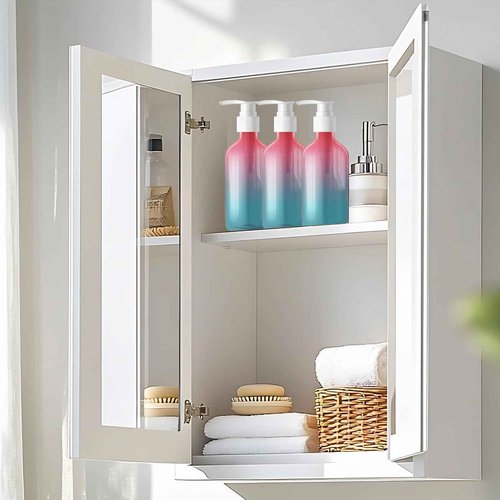 12 Pieces Empty Clear Gradient Color Pump Bottle, 8.4 oz Refillable Plastic Dispenser Bottles with Pump, Travel Lotion Container for Shampoo Hand Body Soap Oil Massage Moisturizer Face Cream Liquid