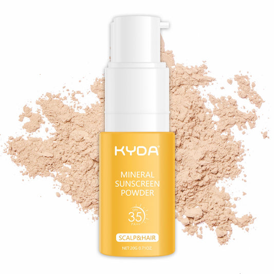 KYDA Mineral Sunscreen Powder, for Scalp & Hair, SPF 35 PA++, Scalp Sunscreen Powder, Broad Spectrum UV Protection, Lightweight, No-Greasy, 0.71 Oz.