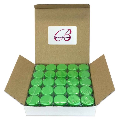 Beauticom (Quantity: 100 Pieces) 5G/5ML Round Clear Jars with GREEN Lids for Scrubs, Oils, Toner, Salves, Creams, Lotions, Makeup Samples, Lip Balms