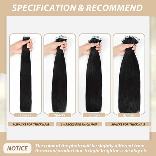 Tape in Hair Extensions Human Hair, Hair Extensions 18 Inch 20pcs Remy Straight Human Hair Tape in Extensions Skin Weft Tape Extensions Human Hair