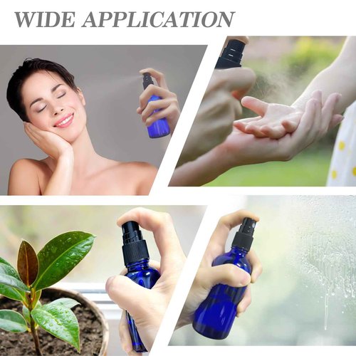 ALIFEIA 3.4 oz Glass Blue Spray Bottles,Small Empty Fine Mist Refillable Travel Spray Bottle for Cleaning,Perfume,Aromatherapy,Cosmetic Sprays,Hair,Essential Oils with Fine Mist Dispenser（6 Pack）