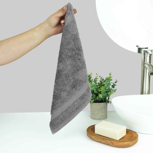 Chakir Turkish Linens | Hotel & Spa Quality 100% Cotton Premium Turkish Towels | Soft & Absorbent (4-Piece Washcloths, Gray)