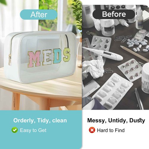 YUDEYG Medicine Bag Organizer & Travel Toiletry Bag for Women, clear makeup bag, Meds Patch & PVC, Meds Travel Bag - Ideal for Sunscreen, Pill Bags, Travel Medicine