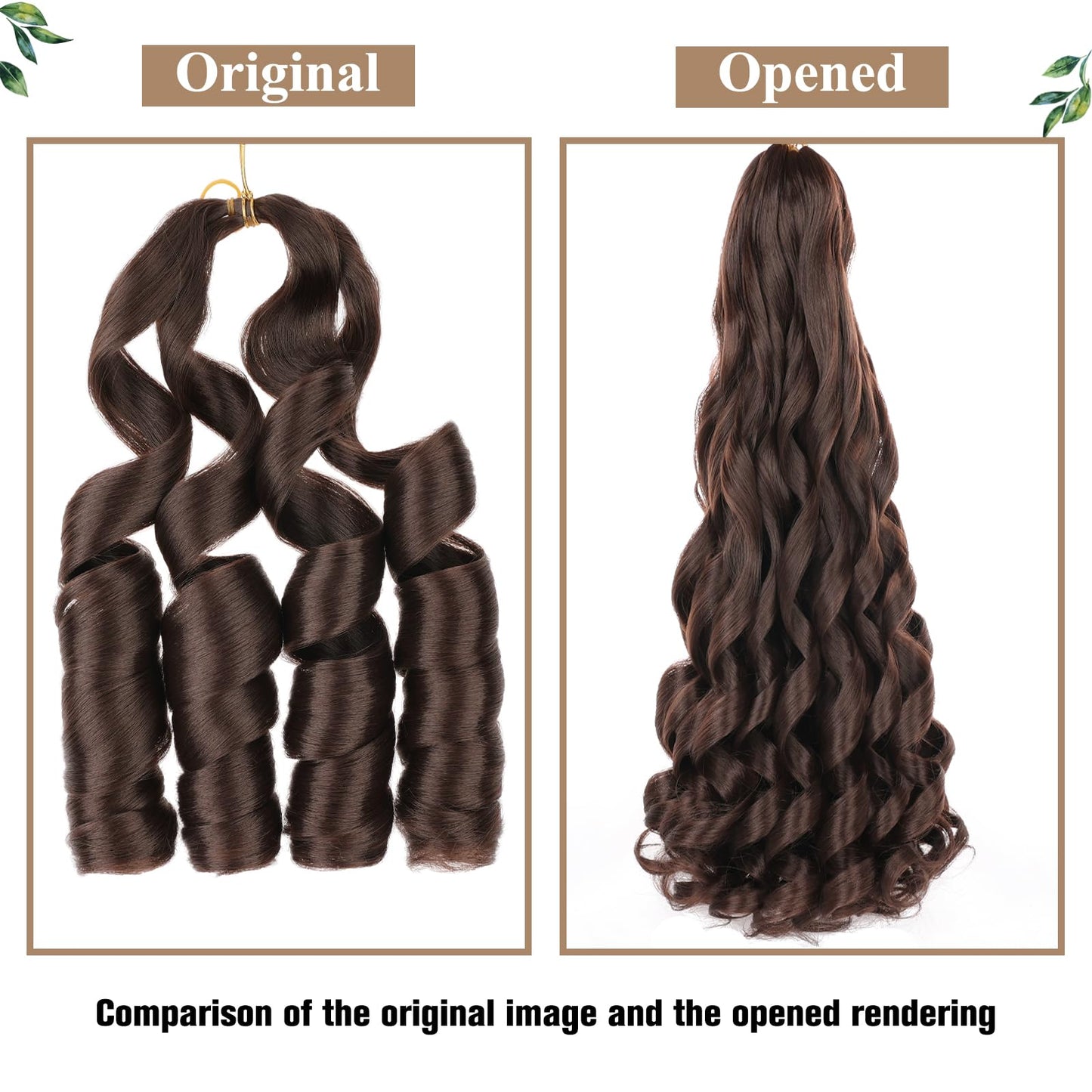 COOKOO 9 Packs French Curl Braiding Hair Dark Brown 22 Inch Loose Wave Bouncy Braiding Hair with Curly Ends Pre Stretched Yaki Curly Braiding Hair for Black Women Synthetic Hair Extensions 4#