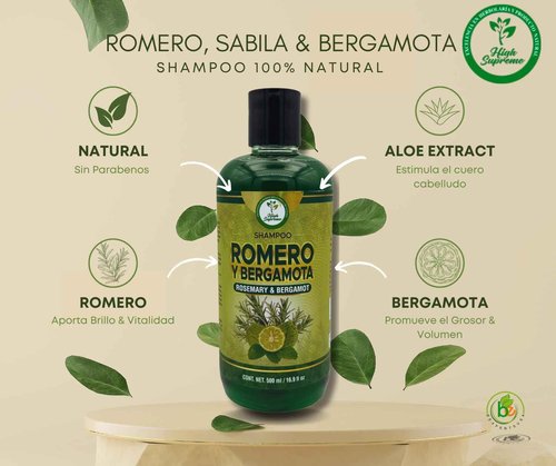 Romero, Sábila & Bergamota Shampoo (Rosemary, Aloe Vera & Bergamot) – 16.9 fl oz – Nourishing Hair Care – Natural Shine & Strength – Healthy, Beautiful Hair – Sulfate-Free (Pack of 2)