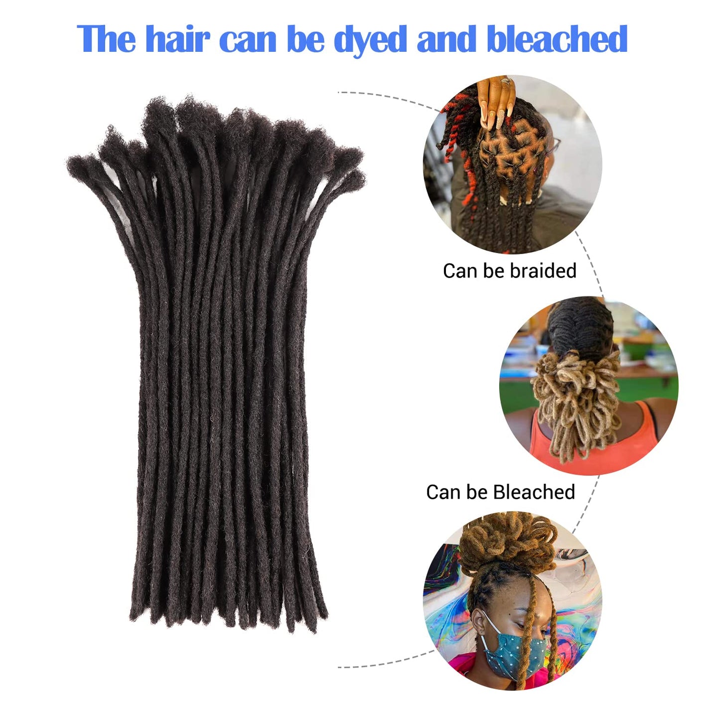 Orientfashion Loc Extensions Human Hair,100% Human Hair Dreadlocks Full Handmade,Permanent Loc extension For Women/Men (10inch 0.4cm-20locs, Natural black)