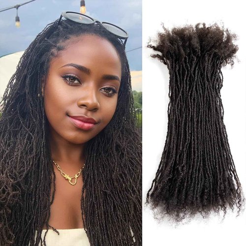 DAIXI Handmade Interlocking Sisterlocks Curly Tips 100% Real Human Hair Permanent Micro Locs Extensions Natural Looking Soft Dreadlocks Can Be Bleached and Dyed.(1B - 0.2cm, 6 Inch 30 Strands)