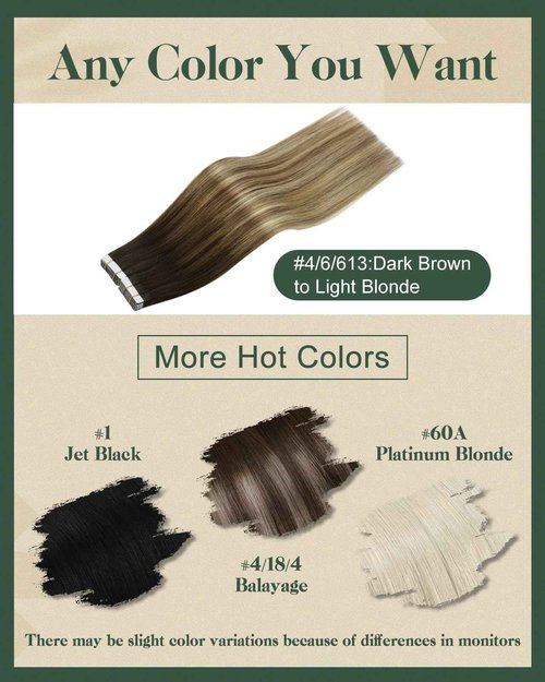 Ugeat Blonde Tape in Extensions Real Human Hair Ombre Hair Extensions Tape ins Dark Brown Mix Medium Brown with Light Blonde Ombre Straight Short Natural Hair for Thanksgiving Day 14Inch 40G 20Pcs