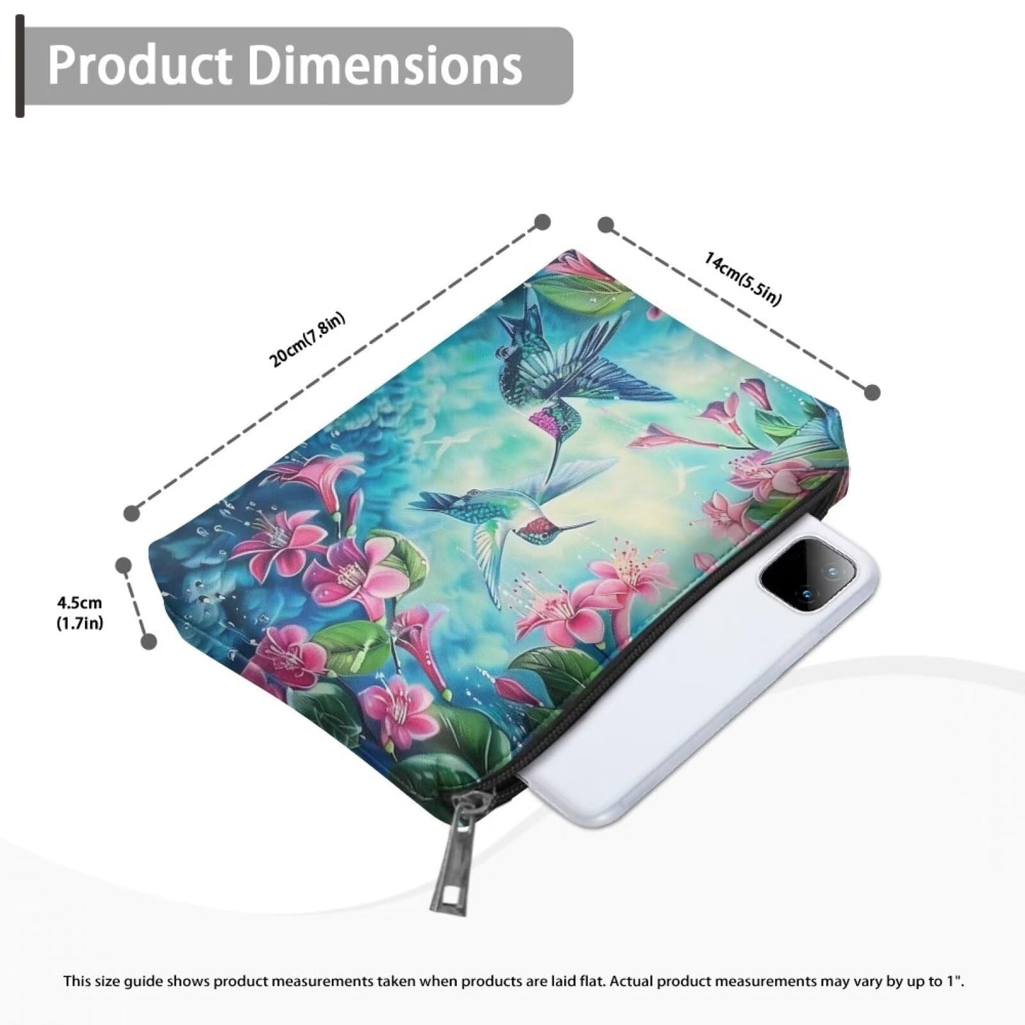 ELEDIZI Hummingbird Makeup Bag Toiletry Bags for Traveling Women Leather Cosmetic Bags for Women Skincare Bag Waterproof Small Personal Items Travel Bag Nice Gifts for Women Birthday Quality Items