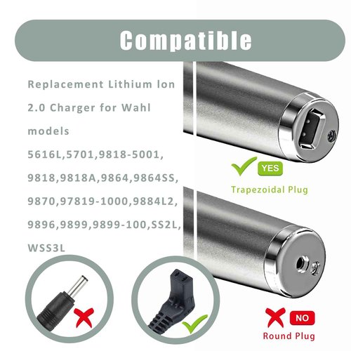 BOEEA Charger for Wahl Trimmer 9864SS, SS2L, WSS3L, 9818A, 5616L, 5701,9870, 9884L2, 9896, 9899, Fit 9864 Stainless Steel Lithium Ion 2.0+ Beard Trimmer