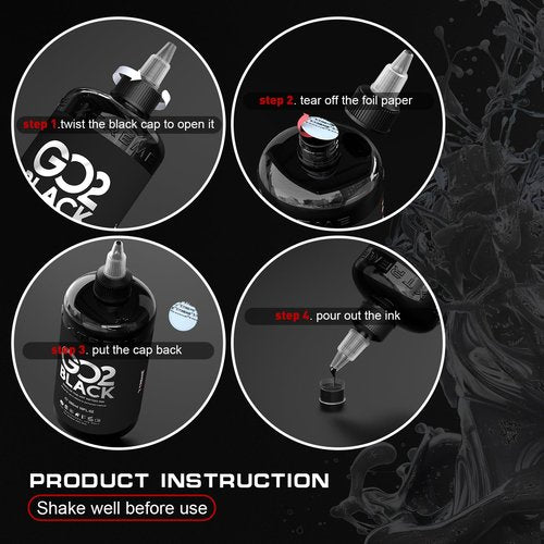 Xtreme GO2 Black Tattoo Ink for Bold Fillings, Long Lasting Vivid Color, Highly Concentrated, Smooth Application, Vegan Tattoo Ink (10 oz)