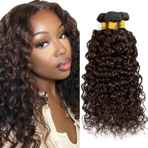 Water Wave Human Hair Bundles 14 16 18 Inch #4 Chocolate Brown Bundles Human Hair 12A Unprocessed Native Virgin Hair 100/PC 3 Extensions Wet and Wavy Weave for Women