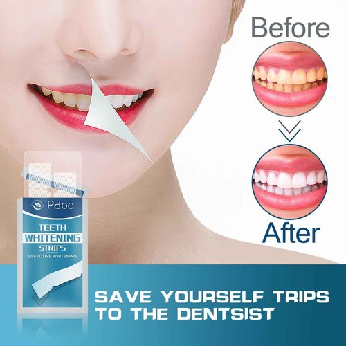 Teeth Whitening Strip 22 Treatments - Whitening Strips for Sensitive People, Fast Remove Smoking, Coffee, Wine Stains, Teeth Brightening Kit Pack of 44 Non-Slip Strips