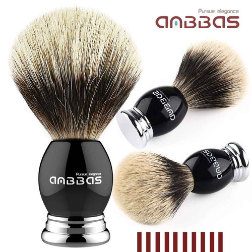 Anbbas Silvertip Badger Shaving Brush,Black Resin & Alloy Handle for Men Wet Shave,Pure Badger Hair,No Hair Shedding,No Terrible Smell
