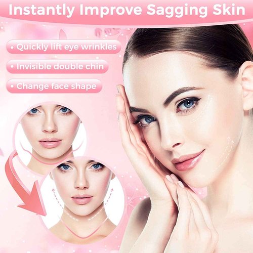 Invisible Face Lift Tape,100PCS Face Lifting Tapes and Bands with 8 Strings,Instant Face Lifter for Women Neck,Eyes,Double Chin,Sagging Skin,Face Tape for Tightening,Invisible Facelift Tape for Makeup