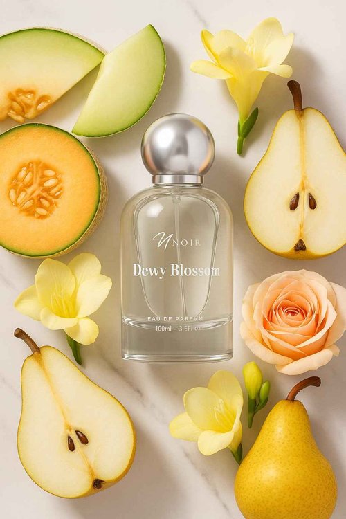 NOIR Dewy Blossom Eau de Parfum for Women – Fresh, Fruity and Floral Fragrance of Pear, Freesia & Rose with a soft Amber base | Long Lasting Luxury Scent – 100ml / 3.4 Fl Oz