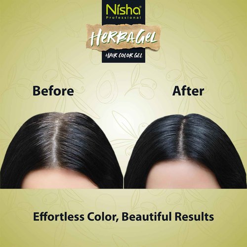 Nisha Herba Gel Hair Colour Gel, Original Black 1 Litre | No Ammonia, No Stain, Non-Drip Vegan Formula | Permanent Hair Colour & Hair Dye | 100% Grey Coverage & Long-Lasting Shine