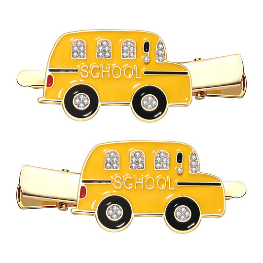 Back to School Hair Clips,Cute Schoolbag Book Hair Clips School Bus Hairpins Back-to-school Gifts Fun Hair Accessories for Teacher Students (School Bus)