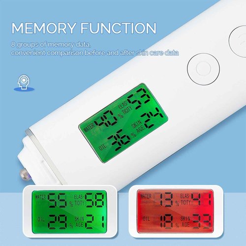 Skin Hydration Tester Skin Hydration Meter Hydration Monitor Skin Oil Content Moisture Analyzer Skin Tester Analyzer Digital LCD Display Personal Facial Skin Care Skin Tester Skin Care Tools