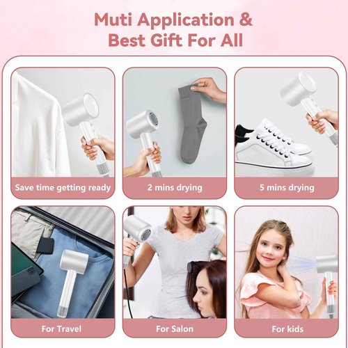 Hair Dryer Power Hair Dryer Quality Heat Control Ionic Lightweight Travel Blow Dryer 1600W White