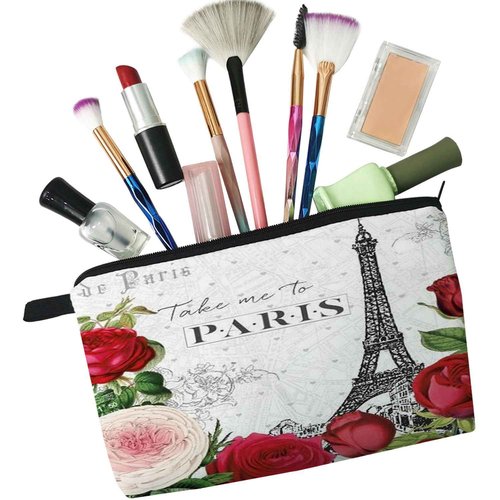 Livel lhood Eiffel Tower Cosmetic Bag for Women Cute Small Makeup Bag for Purse Travel Toiletry Zipper Pouch for Girls Gift for Sisters Paris Eiffel Tower Makeup Bag for Her