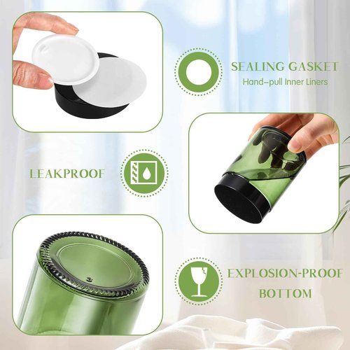 Domensi 24 Pcs 6oz Glass Jars with Lids Leakproof Round Airtight Empty Cosmetic Jars with Inner Liners Lid for Storing Lotions Spices Ointments Candle Making Food Storage (Olive Green)