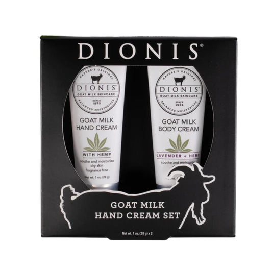 Dionis Goat Milk Skincare Milk & Hemp Hand Cream Gift Set - Unscented Hemp Seed Oil Cannabis Sativa Blended Lotions - Soothe & Relieve Dry, Itchy Hands - Deeply Moisturize & Restore Skin, 2 1 oz Tubes