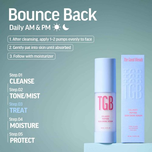 The Good Blends Collagen-Boosting Peptide Skin Drink Serum 1.01 fl oz | Korean Face Serum with Penta Peptides & Hyaluronic Acid | Hydrating, Plumping & Firming